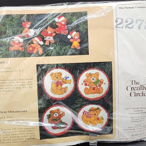 Christmas Felt Sewing Kit Teddy Ornaments by The Creative Circle Tiny Teddys #22 - Picture 2 of 7